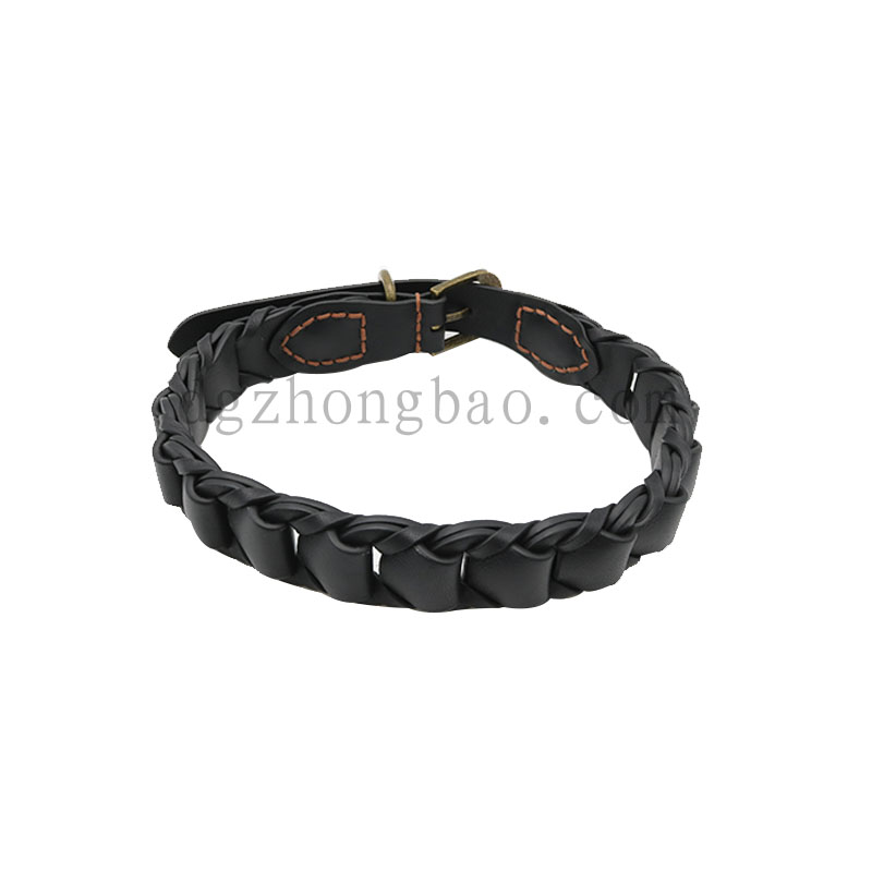 Geflochtenes Haustierhalsband aus schwarzem Leder für Hunde